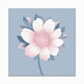 A White And Pink Flower In Minimalist Style Square Composition 593 Canvas Print