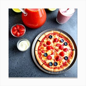 Pizza And Juice Canvas Print