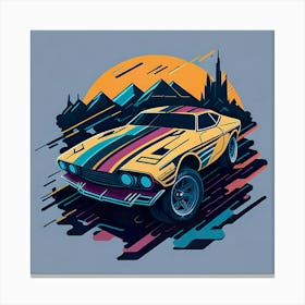 Car Colored Artwork Of Graphic Design Flat (108) Canvas Print