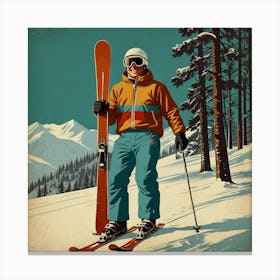 Default Retro Ski 3 Square Art 2 Canvas Print