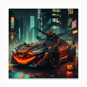 Pumpkin Car (Cyberpunk37) Canvas Print