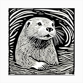 Otter Linocut Canvas Print