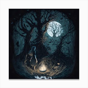 Witch Girl In The Forest Canvas Print