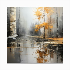 Autumn Trees In A Pond Canvas Print