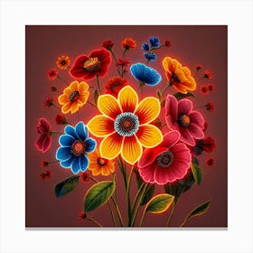 Colorful Flowers In A Vase Toile