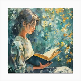 Girl Reading A Book 2 Canvas Print