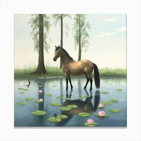 Horse In Water 7 Canvas Print