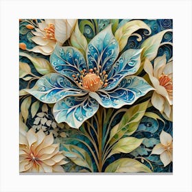 Flowers In Blue And White Canvas Print