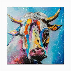 Colorful cow Animal Bright art Oil Painting Canvas Print