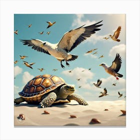 Tortoise Dreaming Of Flying High In The Sky Like The Birds (3) Canvas Print