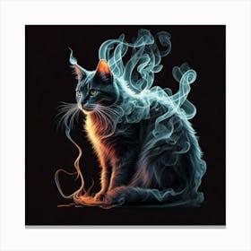 Cat In Smoke Canvas Print