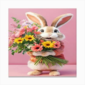 Bunny With Flowers Canvas Print