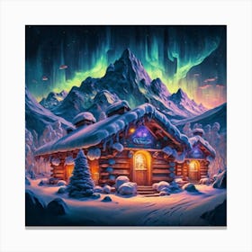 Mountain village snow wooden 6 14 Canvas Print