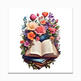 Flower With Book Canvas Print