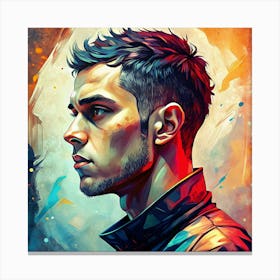 Man With Short Spiky Hair Digital Illustration Canvas Print