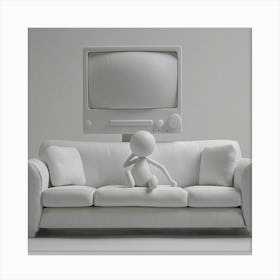 Sitting On A White Couch Canvas Print