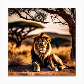 Lion In The Savannah 28 Canvas Print
