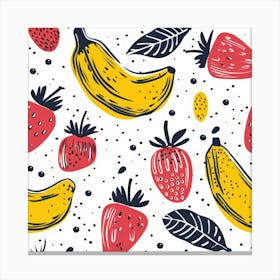 Bananas And Strawberries Seamless Pattern 1 Canvas Print