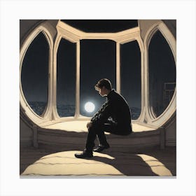 Man Looking Out A Window Canvas Print