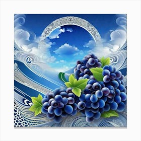 Purple grapes in front of blue sky picture Canvas Print