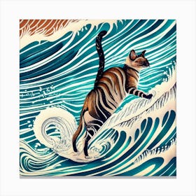 Cat Surfing Canvas Print