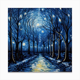 Starry Night In The Forest 2 Canvas Print