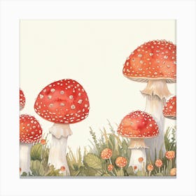 Red Mushrooms In The Meadow Canvas Print