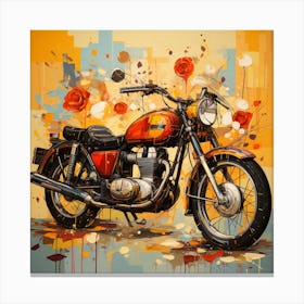 Roses On A Motorcycle Canvas Print