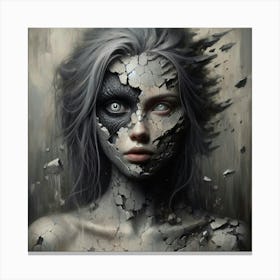 Woman With A Broken Face Canvas Print