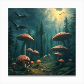 Mushrooms In The Forest 26 Canvas Print