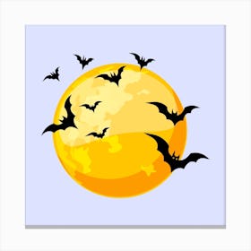 Bats Flying Over The Moon Canvas Print