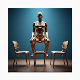 Skeleton Sitting On Chair Canvas Print