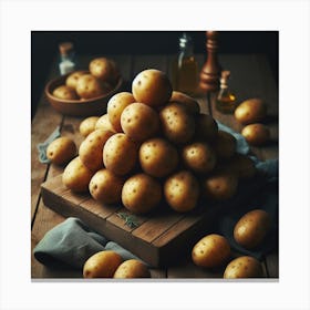 Potatoes On A Wooden Table Canvas Print