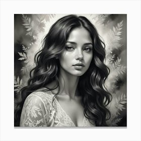 Black And White Portrait Of A Woman Canvas Print