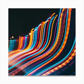 Blurry Street Lights At Night Canvas Print