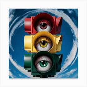 Traffic Light With Eyes Canvas Print