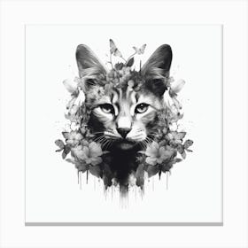 Cat With Flowers Canvas Print