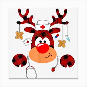 Buffalo Plaid Moose Christmas Reindeer Nurse Funny Xmas Canvas Print