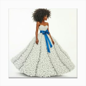 African American Woman In White Gown Made From Hydrangea Flower Petals Leinwandbild