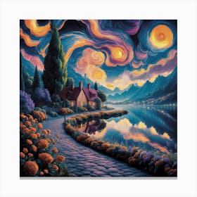 Dreamscape Pathway A Vibrant Landscape Inspired By Van Gogh (3) Canvas Print