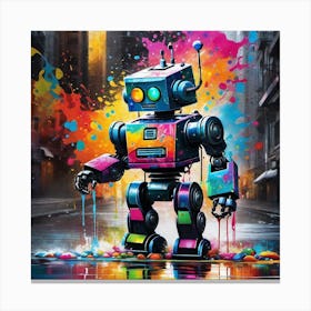 Robot In A City Canvas Print