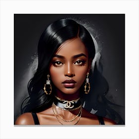 Black Girl With Gold Jewelry Canvas Print