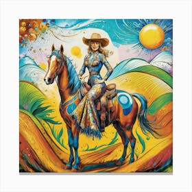 Cowgirl On Horseback Matisse-inspired 1 Canvas Print