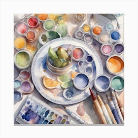 Color Harmony 1 Watercolor Canvas Print