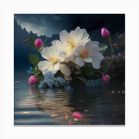 Flowers In The Water Canvas Print