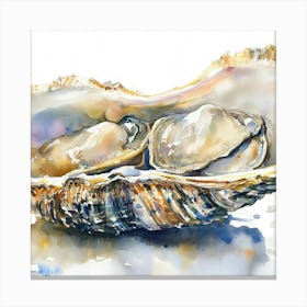 Watercolor Illustration Of An Oyster Canvas Print