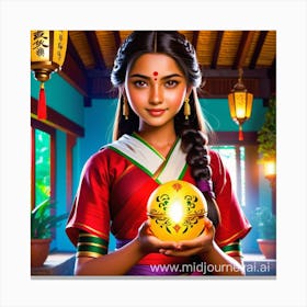 The lantern-girl Canvas Print