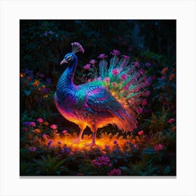 Peacock At Night 1 Canvas Print