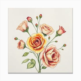 Watercolor Roses 5 Canvas Print