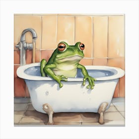 Frog In Bathtub 1 Canvas Print